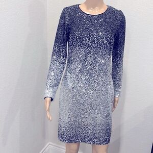 Maia ombré sequin long sleeve dress